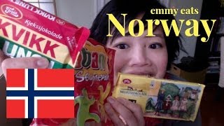 Emmy Eats Norway  tasting Norwegian sweets [upl. by Aisatsan700]