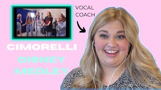 CIMORELLI  quotDisney Medleyquot  Vocal Coach Reacts [upl. by Tichon]