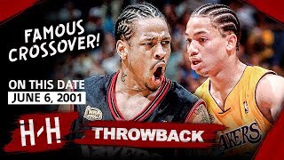 Allen Iverson LEGENDARY Game 1 Highlights vs Lakers 2001 Finals  48 Pts Crossover On Tyronn Lue [upl. by Mllly]