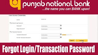 PNB Net Banking quotForgot LoginTransaction Passwordquot How to Reset Online [upl. by Yvor]