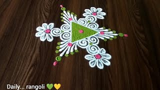 simple colourful rangoli design 💚 beautiful and unique rangoli design 💗💗 [upl. by Ettenaej]