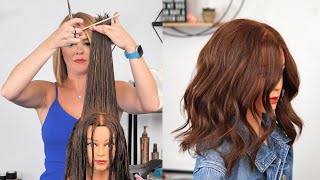 How to cut long layers V haircut  two easy techniques in 6 minutes tutorial [upl. by Anyah]