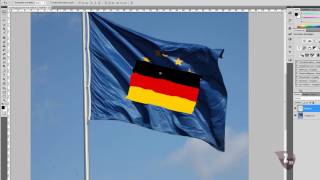 Photoshop Tutorial  Flaggeim Wind auf Flagge anbringen GermanDeutsch [upl. by Inga613]