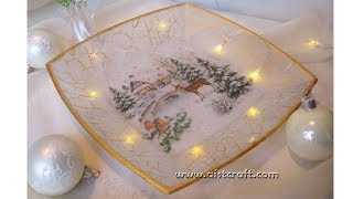 Christmas Ornaments DIY 🎄 Christmas Decorations 🎅 RECYCLING GLASS PLATE Decoupage Ideas [upl. by Christoper724]