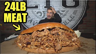 WORLDS BIGGEST PULLED PORK SANDWICH CHALLENGE 24LB PORK  CRAZIEST FOOD CHALLENGE I HAVE EVER SEEN [upl. by Idieh]