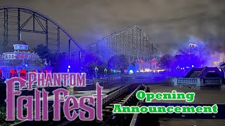 Phantom Fall Fest Opening Announcement Audio at Kennywood [upl. by Aitram]