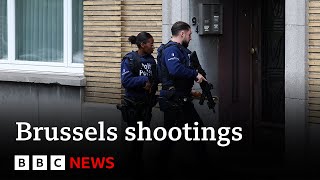 Police shoot man in hunt for Brussels gunman  BBC News [upl. by Llednahs300]