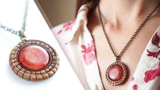 How to Make a Pine Needle pendant with Red Agate Stone  Handmade Necklace [upl. by Lerrud]