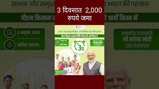 PM किसान योजनेचा 18 वा हप्ता 3 दिवसात जमा  PM kisan yojana  pmkisan18thinstallmentdate2024 [upl. by Mechling]