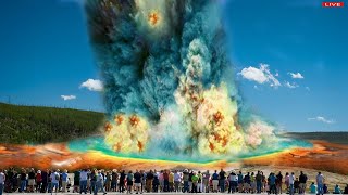 Horrible today Yellowstone geyser supervolcano eruption sent 1000 meters water into the sky [upl. by Bela776]