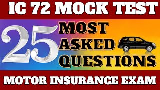 IC 72  MOTOR INSURANCE MOCK TEST  25 Most Repeated Questions  Pass4Sure [upl. by Weisman]