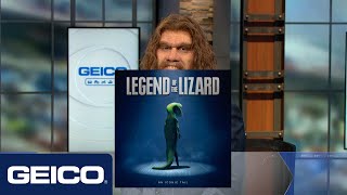 The GEICO Caveman on CBS with Phil and Boomer  Legend of the Lizard [upl. by Yeldud916]