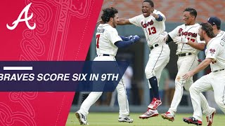 Swanson Braves score 6 in 9th walk off vs Fish [upl. by Eimyaj]