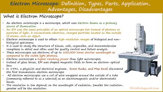 Electron Microscope Definition Types Parts Application Advantages Disadvantages [upl. by Katrina536]