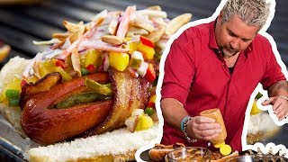 Guy Fieri Makes Danger Dogs  Guys Big Bite  Food Network [upl. by Amehsyt]