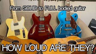 5 Types Of Guitar  How Loud Are They Unplugged comparison [upl. by Silvio]