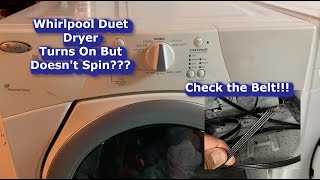 Whirlpool Duet Dryer  Wont Start Replacing Belt and Wheels [upl. by Zrike]