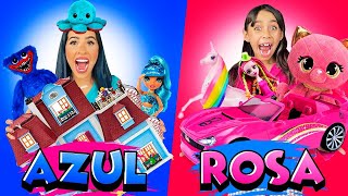 24 HORAS COMPRANDO TODO DE 1 COLOR ROSA Y AZUL 😱  Karla Bustillos [upl. by Roseann]