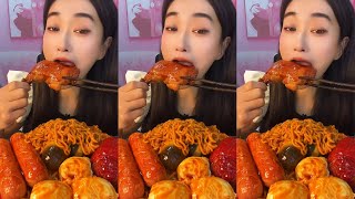 ASMR MUKBANG Chicken thigh Boiled egg hot dog with Korea noodles by Surmian먹방 [upl. by Odraboel6]