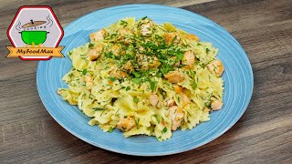 Lachs mit Pasta  di Mare  Lachsnudeln  Schnelle Pasta Lachs Rezept  Sommerpasta [upl. by Anilad]