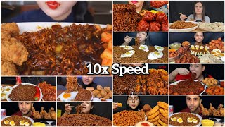 ASMR Eating Spicy Black Bean Noodles With Fried Chicken Boiled Eggs  Spicy Korean Food Mukbang [upl. by Resa811]