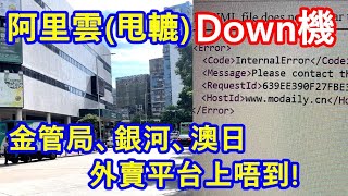 阿里雲甩轆Down機故障  中午起金管局、銀河、澳日及外賣平台上唔到 [upl. by Gould521]