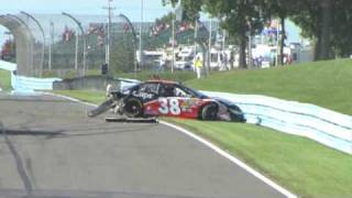 2009 Zippo 200 at The Glen Practice  Jason Leffler Hard Crash [upl. by Aihsirt]