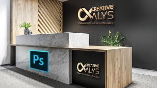 Photoshop  Create Professional Reception 3D Wall Logo Mockup [upl. by Irina]