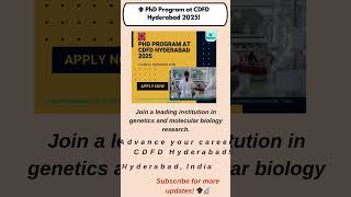 🎓 PhD Program at CDFD Hyderabad 2025quot [upl. by Eelamme]