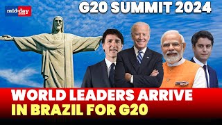 G20 Summit 2024 Top Leaders from US France China Canada Russia amp Argentina arrive in Rio [upl. by Aileno621]