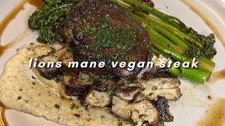 🥩 BEST VEGAN STEAK RECIPE  lions mane mushrooms [upl. by Marlane]