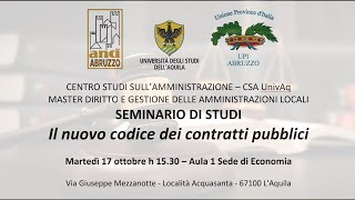 Il nuovo Codice dei Contratti Pubblici  17102023 [upl. by Allekram376]