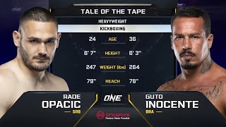 Rade Opacic vs Guto Inocente  ONE Championship Full Fight [upl. by Lekram]