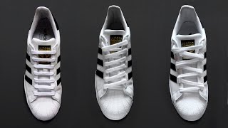 3 WAYS HOW TO LACE ADIDAS SUPERSTAR  Adidas Superstar Lace Tutorial [upl. by Llenahc934]