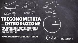 Tolc Matematica di base Superiori e Tolc Medicina Lez 61 Trigonometria introduzione [upl. by Anya]