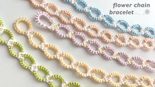 簡単♡ お花ミサンガの作り方  FLOWER CHAIN BRACELET [upl. by Milinda]