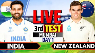 India vs New Zealand 3rd Test Day 1  IND vs NZ Live Match Today  Live Cricket Match Today [upl. by Lyrad]