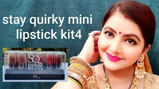 stay quirky mini lipstick kit 04 lip swatches amp review  RARA  affordable mini lipstick [upl. by Neleag]