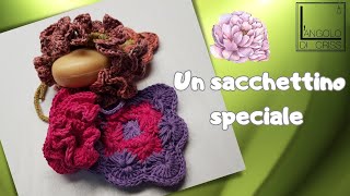 Sacchettino alluncinetto porta sapone PEONIA  TUTORIAL IN DIRETTA [upl. by Ettellocin31]