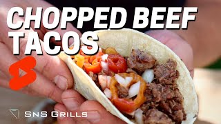 Chopped Beef Tacos On the Charcoal Grill  Easy BBQ Recipes shorts [upl. by Eelrahc64]