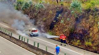 Vehicle Fire near Penacova Portugal – Bombeiros Voluntários de Penacova [upl. by Netsoj]