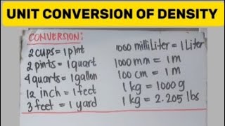 UNIT CONVERSION OF DENSITY  With Sample Problem and Solution  Basic Math Tutorials [upl. by Ahcsim161]