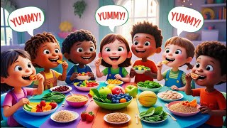 Healthy Foods Are Yummy is an upbeat and cheerful childrens song that promotes the importance [upl. by Neeleuqcaj521]