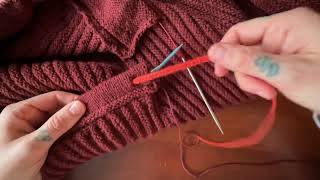 Knitting Tutorial Finishing the drawstring encasement on a knitted hoodie [upl. by Yssor]