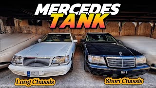 2 Tank in One Frame Mercedes S320 Short Chassis vs Long Chassis  Very Rare Video [upl. by Akoyin334]