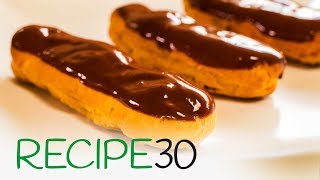 How to make Chocolate Eclairs  The Classic French Chocolate Custard pastry [upl. by Dyl]