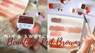 Mix amp Swatch the Perfect Red Brown Hair Color in WatercolorCaput Mortuum Violet Winsor amp Newton [upl. by Laeira]