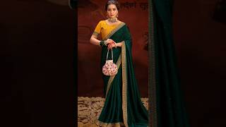 Blouse combination with green saree fashion shorts shortsvideo fashiontrends fashion [upl. by Nicko]