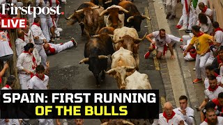 LIVE  Spains San Fermin Festival First Running of the Bulls Takes Place in Pamplona [upl. by Kaden]