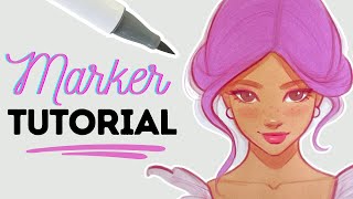 Marker Drawing Tutorial  How to Draw with Alcohol Markers [upl. by Brothers778]